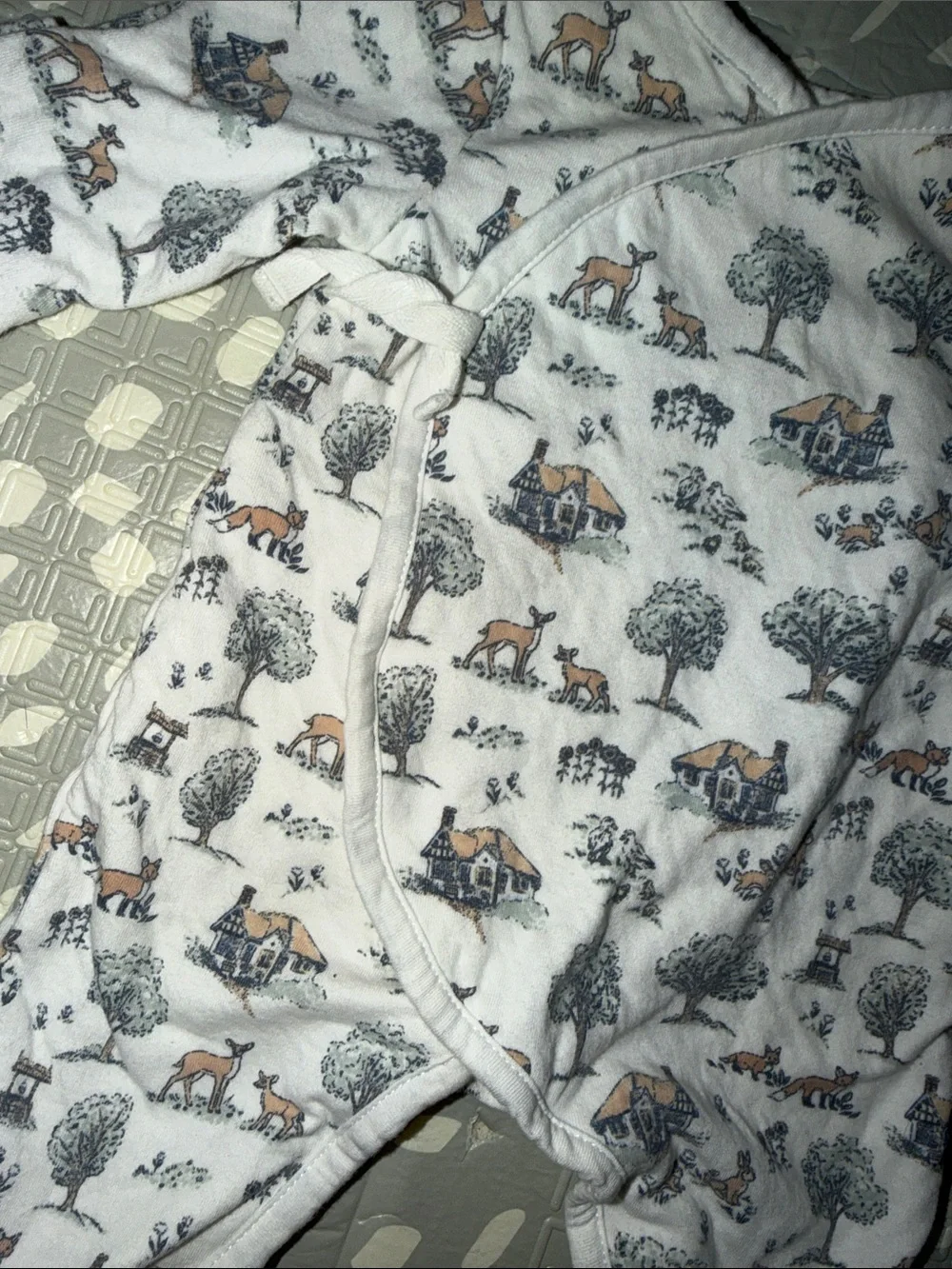 Janie and Jack Woodland Toile Baby One-Piece Footed Kimono-Style Sleeper